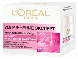 Крем для лица, L'Oreal (Лореаль) 50 мл Увлажнение эксперт для чувствительной кожи склонной к покраснению 24 часа